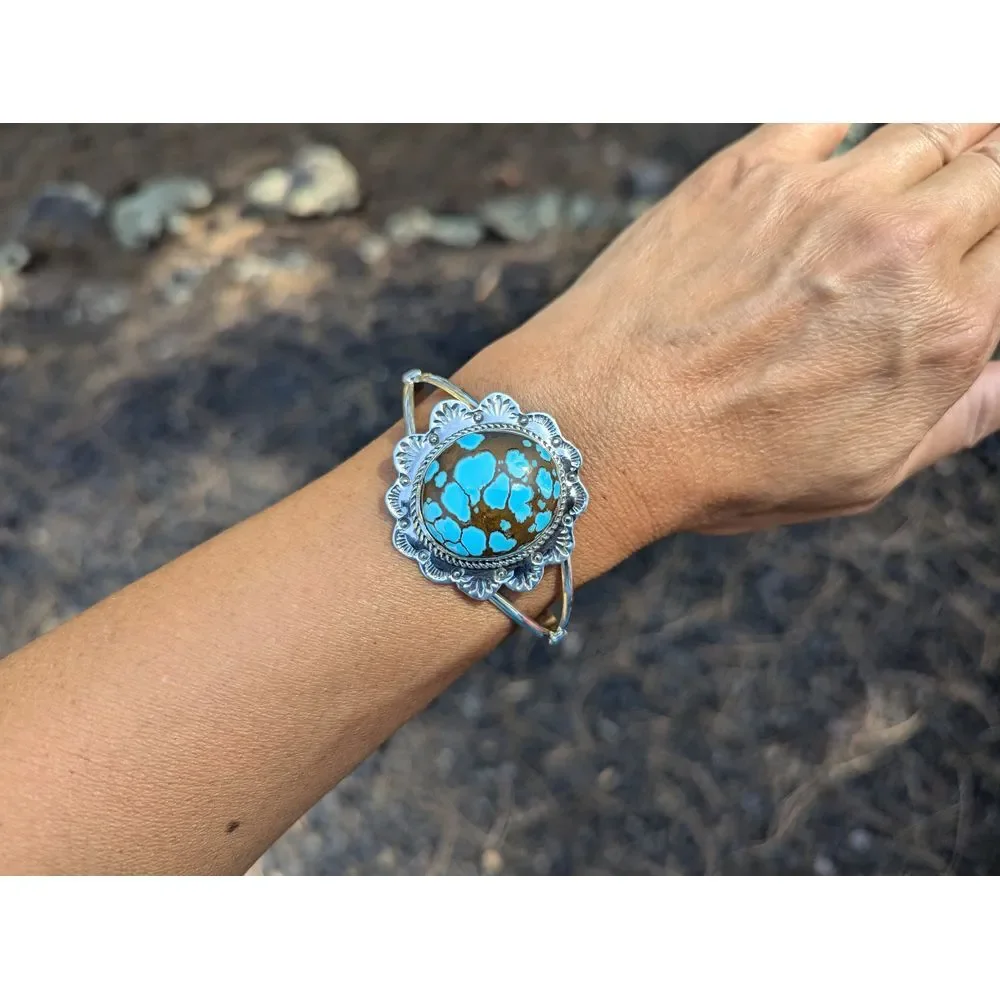 Navajo Pilot Mountain Turquoise Handcrafted Jewelry Sz.‎ 6.75in**